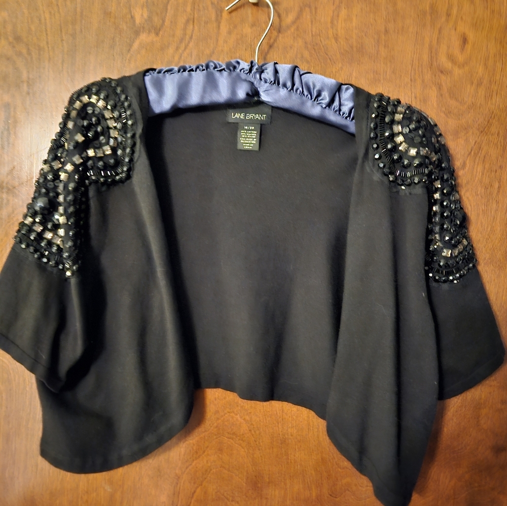 EC 18/20 Black Beaded Shrug Lane Bryant